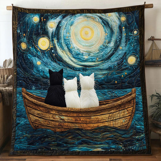 Nightboat Cat Quilt Blanket
