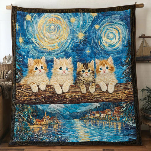 Nightflow Cat Quilt Blanket