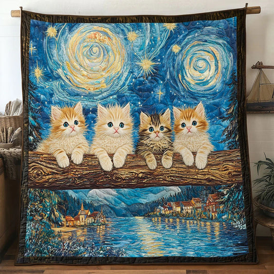 Nightflow Cat Quilt Blanket