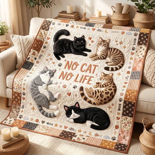 No Cat No Life Quilt Blanket