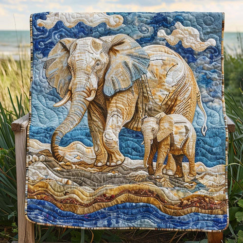 Noble Elephant Quilt Blanket - Quilted Blanket by OtterMia