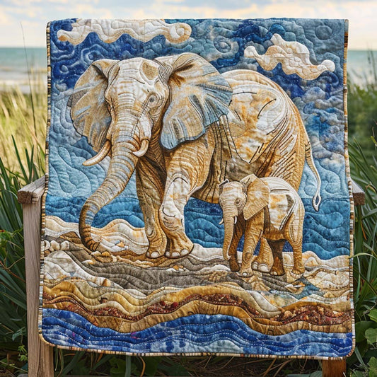 Noble Elephant Quilt Blanket - Quilted Blanket by OtterMia