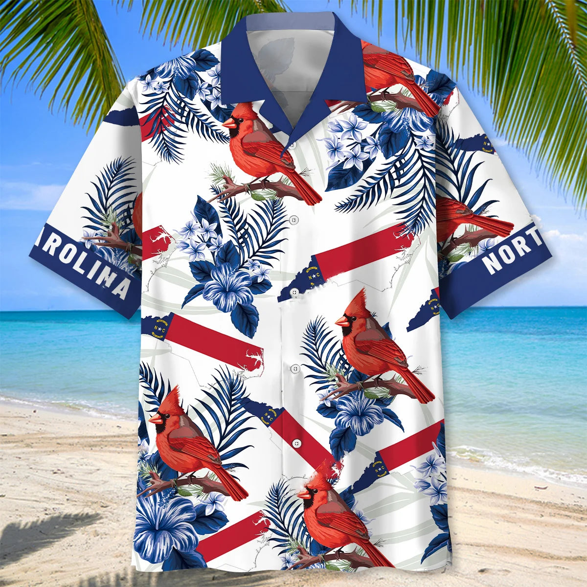 North Carolina Proud Cardinal Bird Hawaiian Shirt, custom shirt gift for men