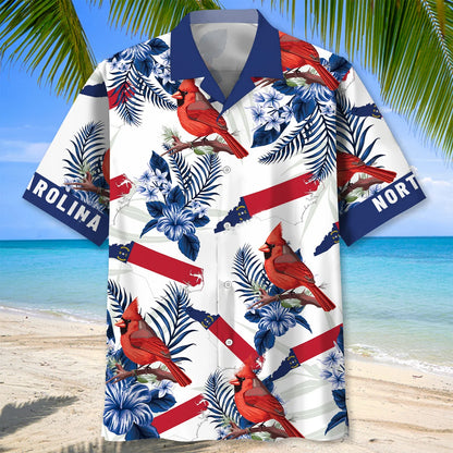 North Carolina Proud Cardinal Bird Hawaiian Shirt, custom shirt gift for men