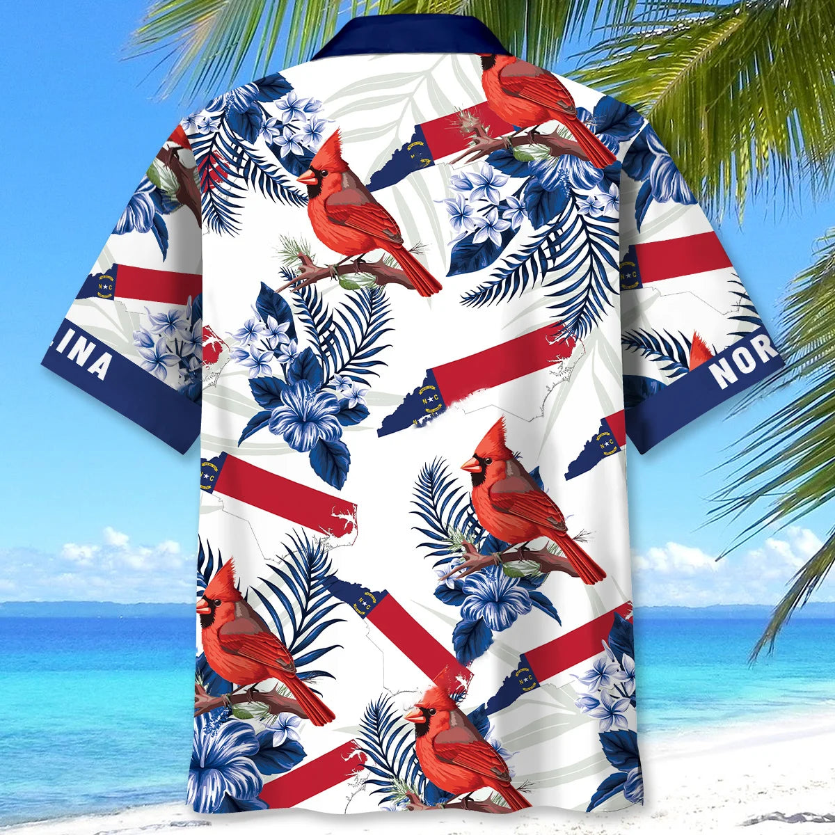 North Carolina Proud Cardinal Bird Hawaiian Shirt, custom shirt gift for men (view 3)