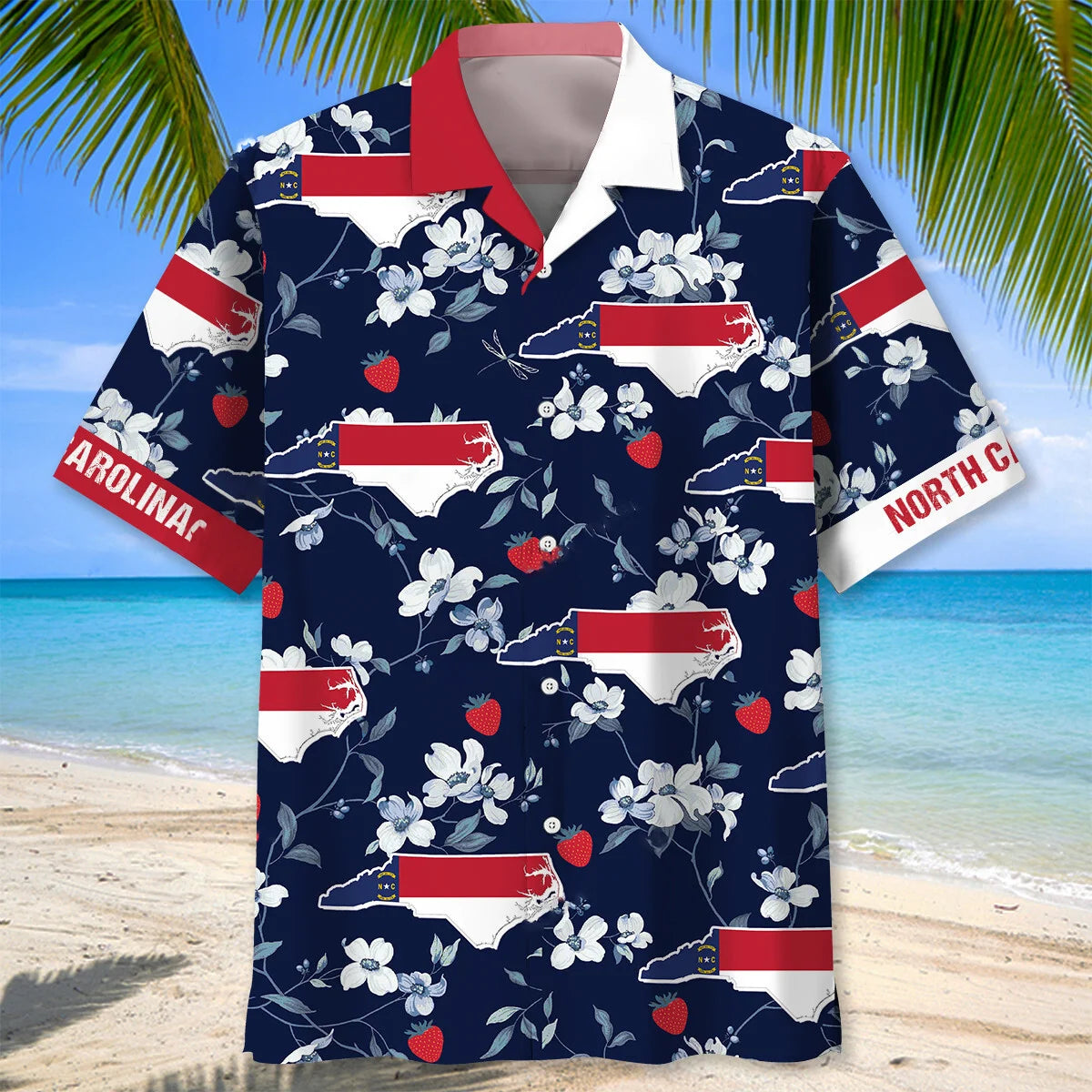 North Carolina State Blue Hawaiian Shirt, custom shirt gift for men