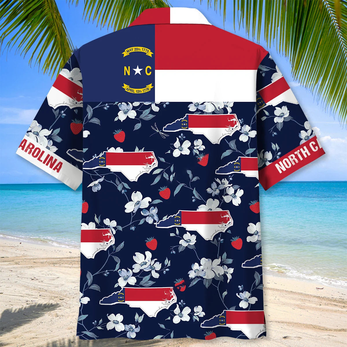 North Carolina State Blue Hawaiian Shirt, custom shirt gift for men (view 3)
