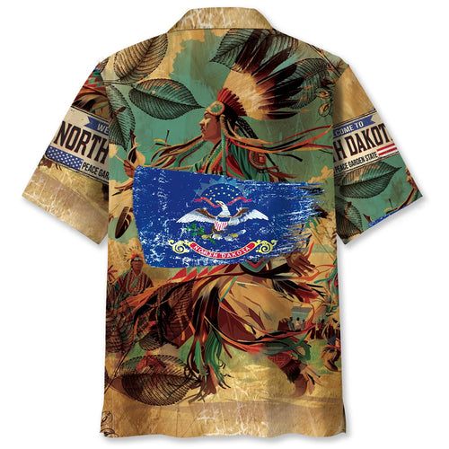 North Dakota Native Proud Hawaiian Shirt, custom shirt gift for men