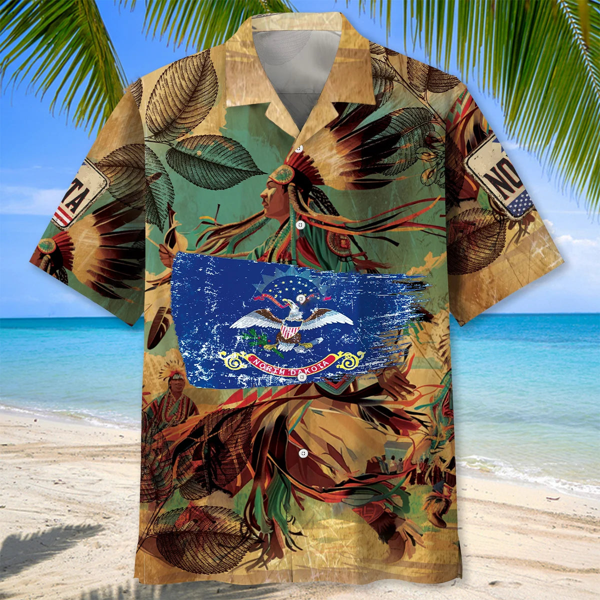 North Dakota Native Proud Hawaiian Shirt, custom shirt gift for men (view 2)