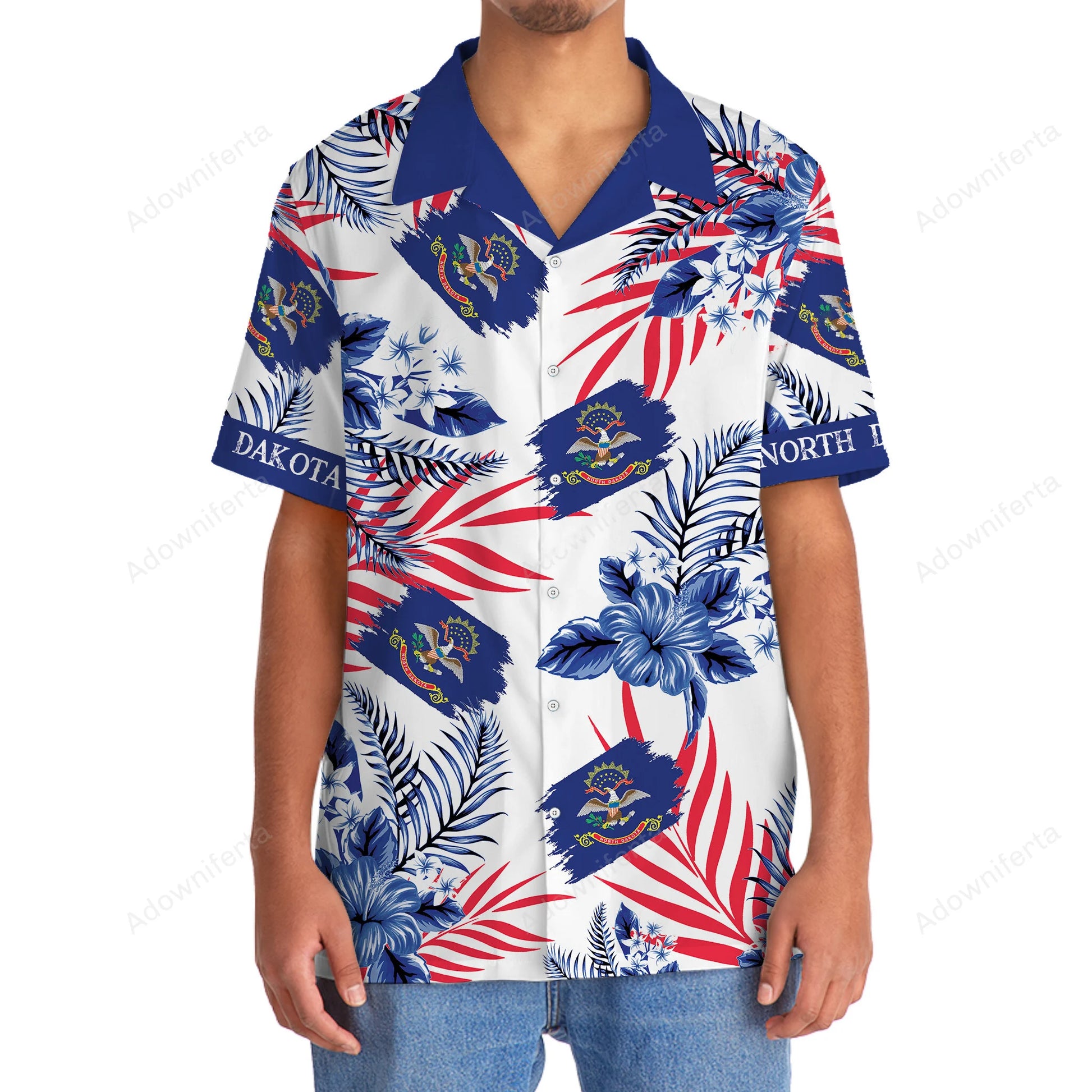 North Dakota Proud Hawaiian Shirt, custom shirt gift for men (view 4)