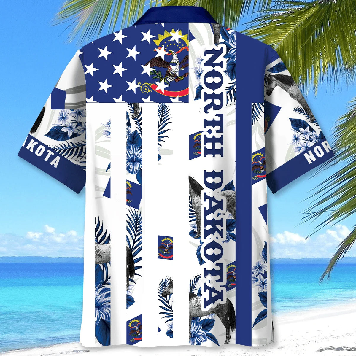 North Dakota State Hawaiian Shirt, custom shirt gift for men (view 3)