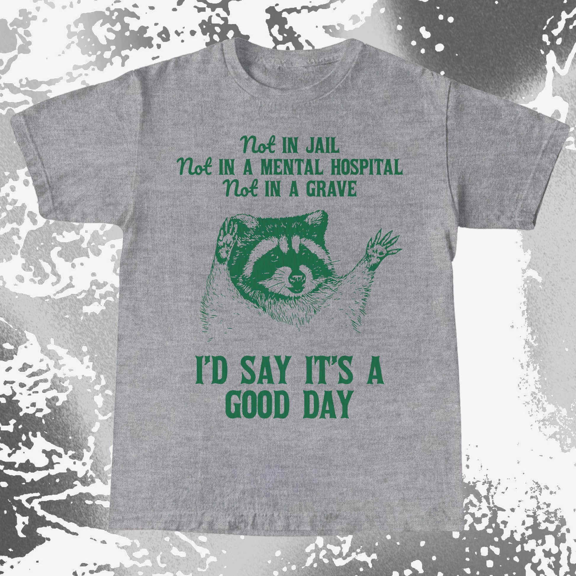 Good Day Raccoon Shirt – Not in Jail Quote Tee, funny meme tee gift (view 3)