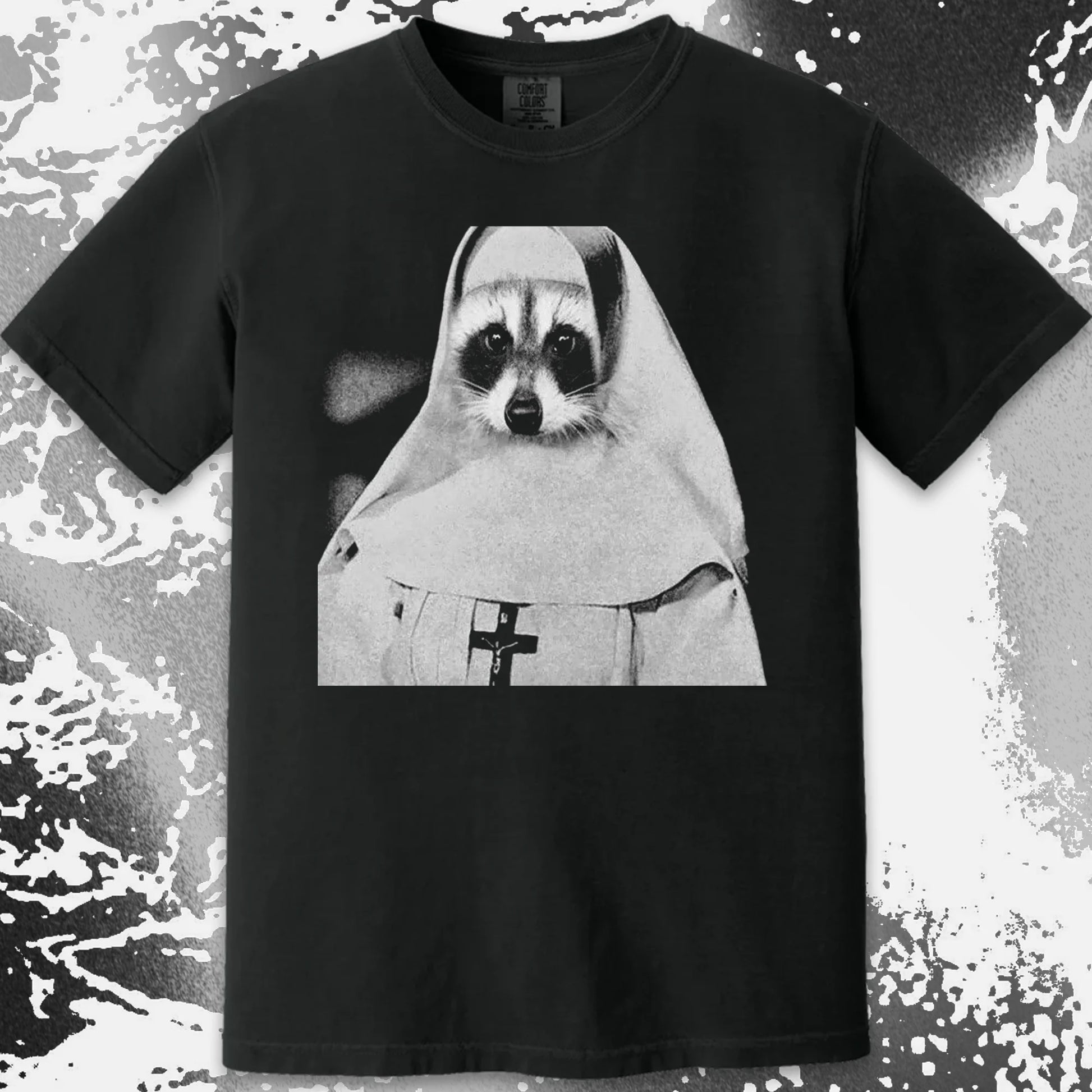 Creepy Nun Raccoon Shirt – Dark Surreal Gothic Tee, funny meme tee gift (view 12)