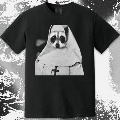Creepy Nun Raccoon Shirt – Dark Surreal Gothic Tee, funny meme tee gift (view 12)