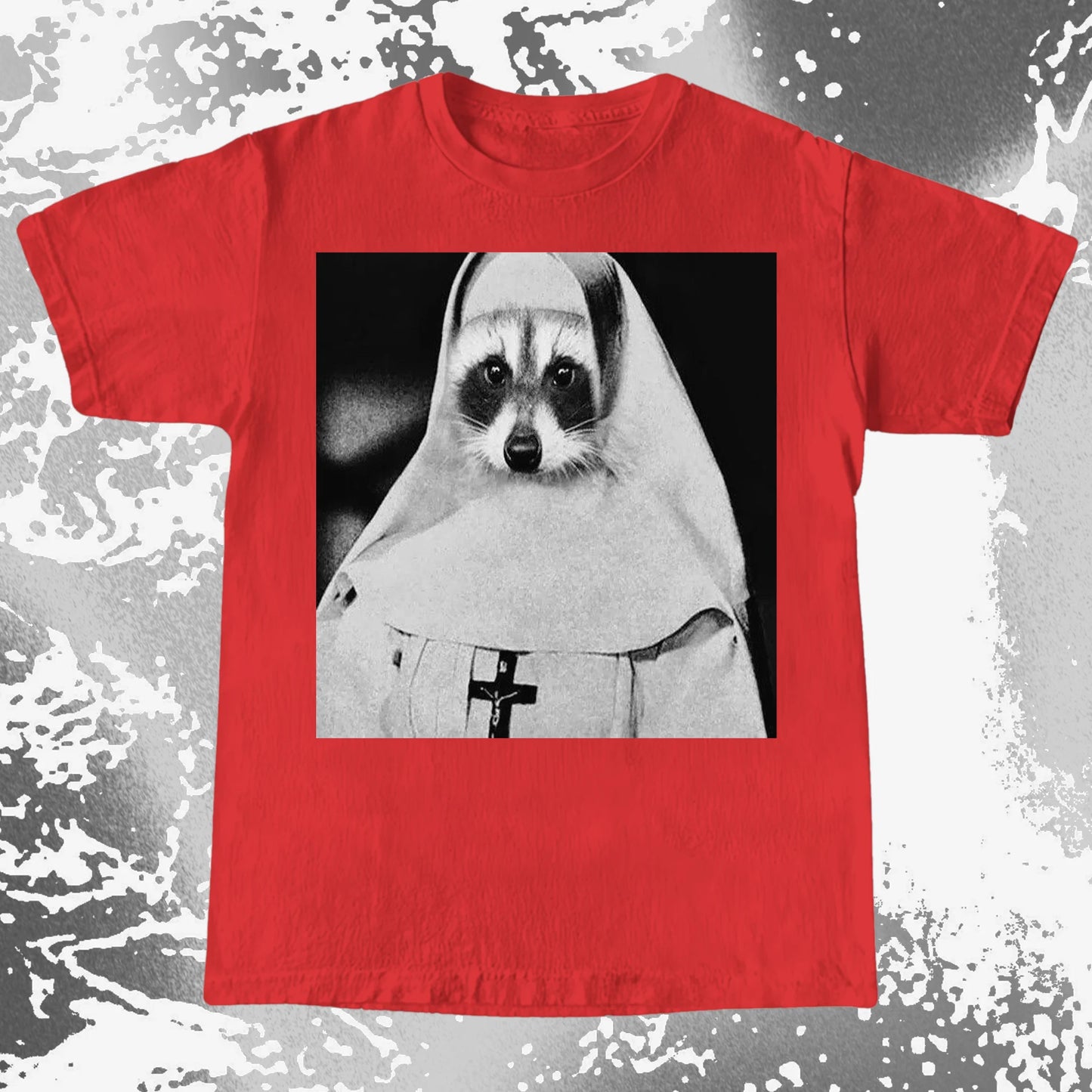 Creepy Nun Raccoon Shirt – Dark Surreal Gothic Tee, funny meme tee gift (view 15)