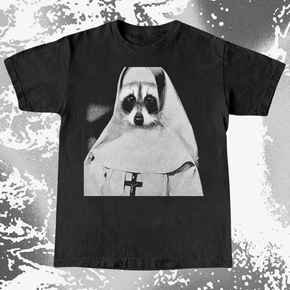 Creepy Nun Raccoon Shirt – Dark Surreal Gothic Tee, funny meme tee gift (view 14)