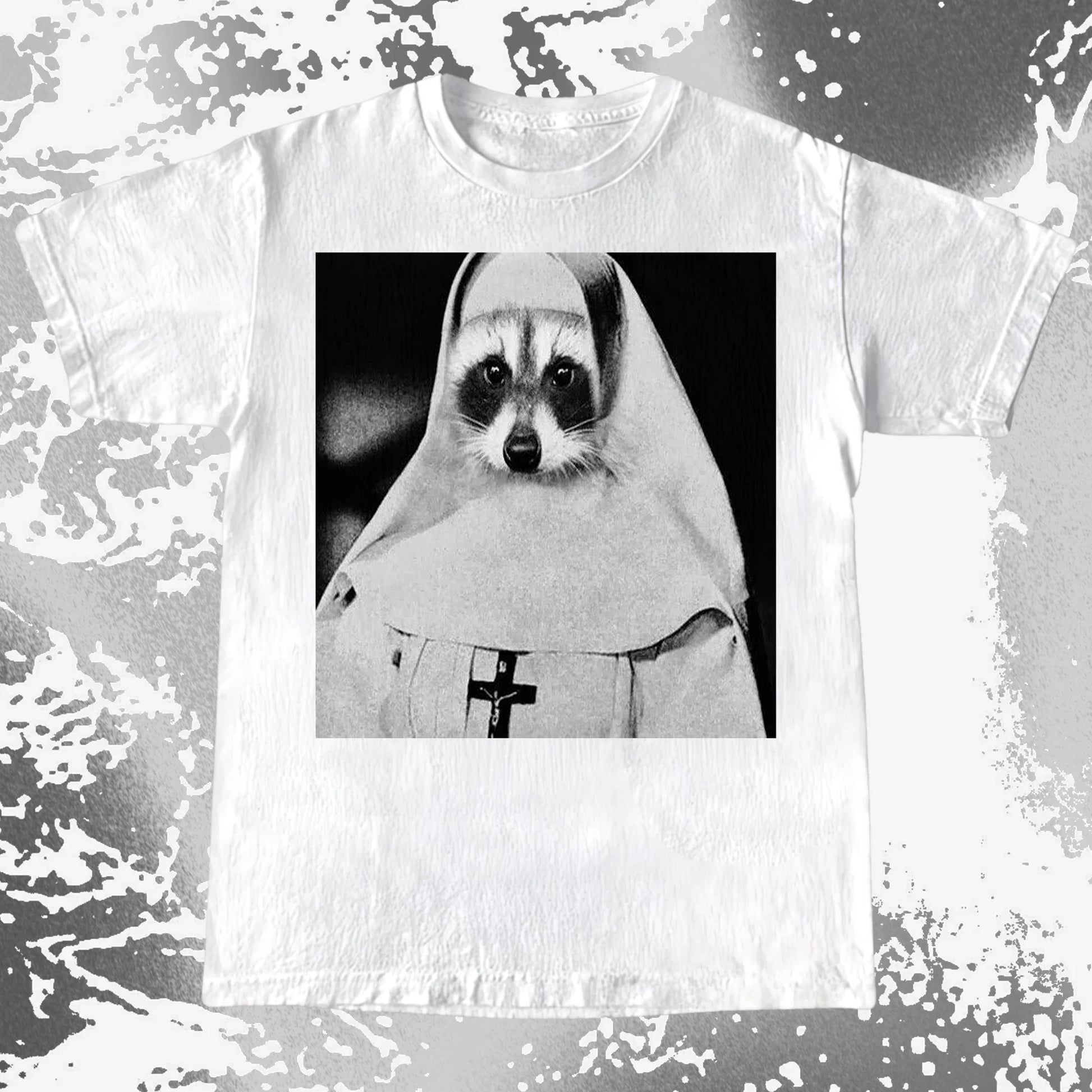 Creepy Nun Raccoon Shirt – Dark Surreal Gothic Tee, funny meme tee gift (view 17)