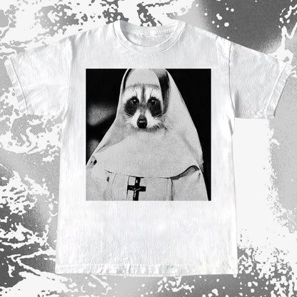 Creepy Nun Raccoon Shirt – Dark Surreal Gothic Tee, funny meme tee gift (view 17)