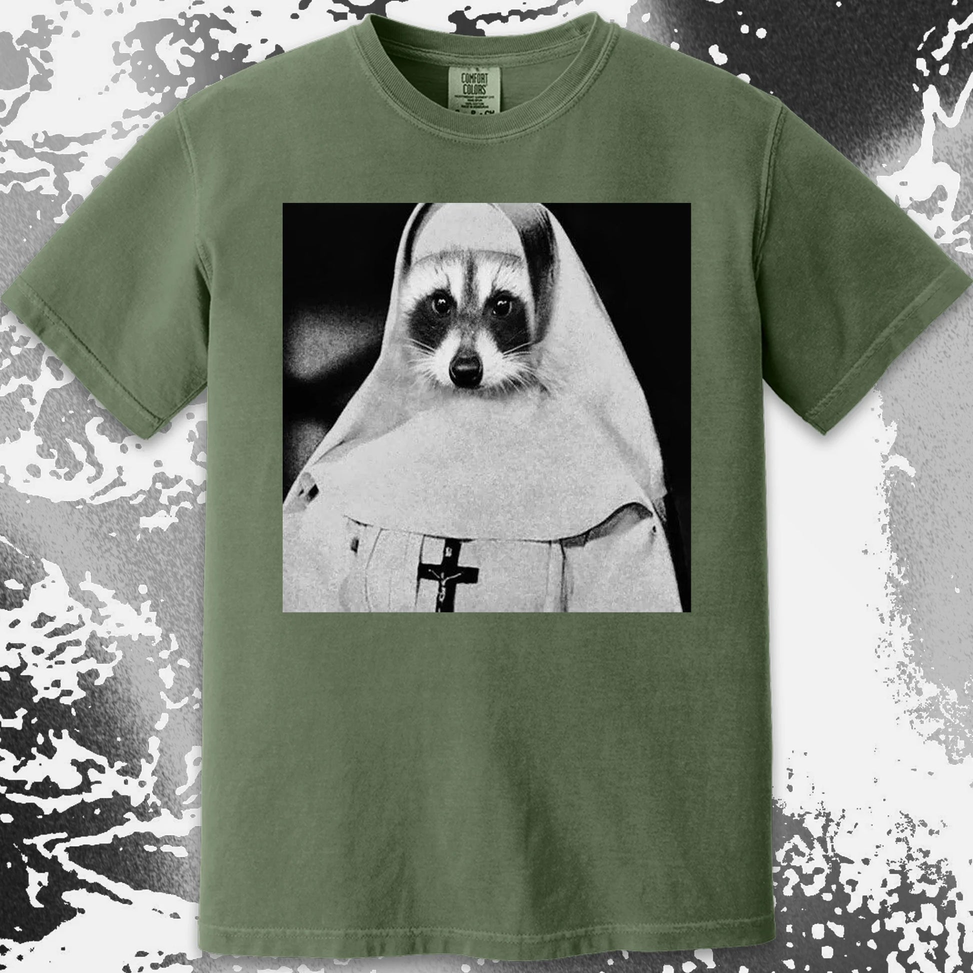 Creepy Nun Raccoon Shirt – Dark Surreal Gothic Tee, funny meme tee gift (view 5)