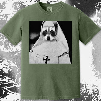 Creepy Nun Raccoon Shirt – Dark Surreal Gothic Tee, funny meme tee gift (view 5)