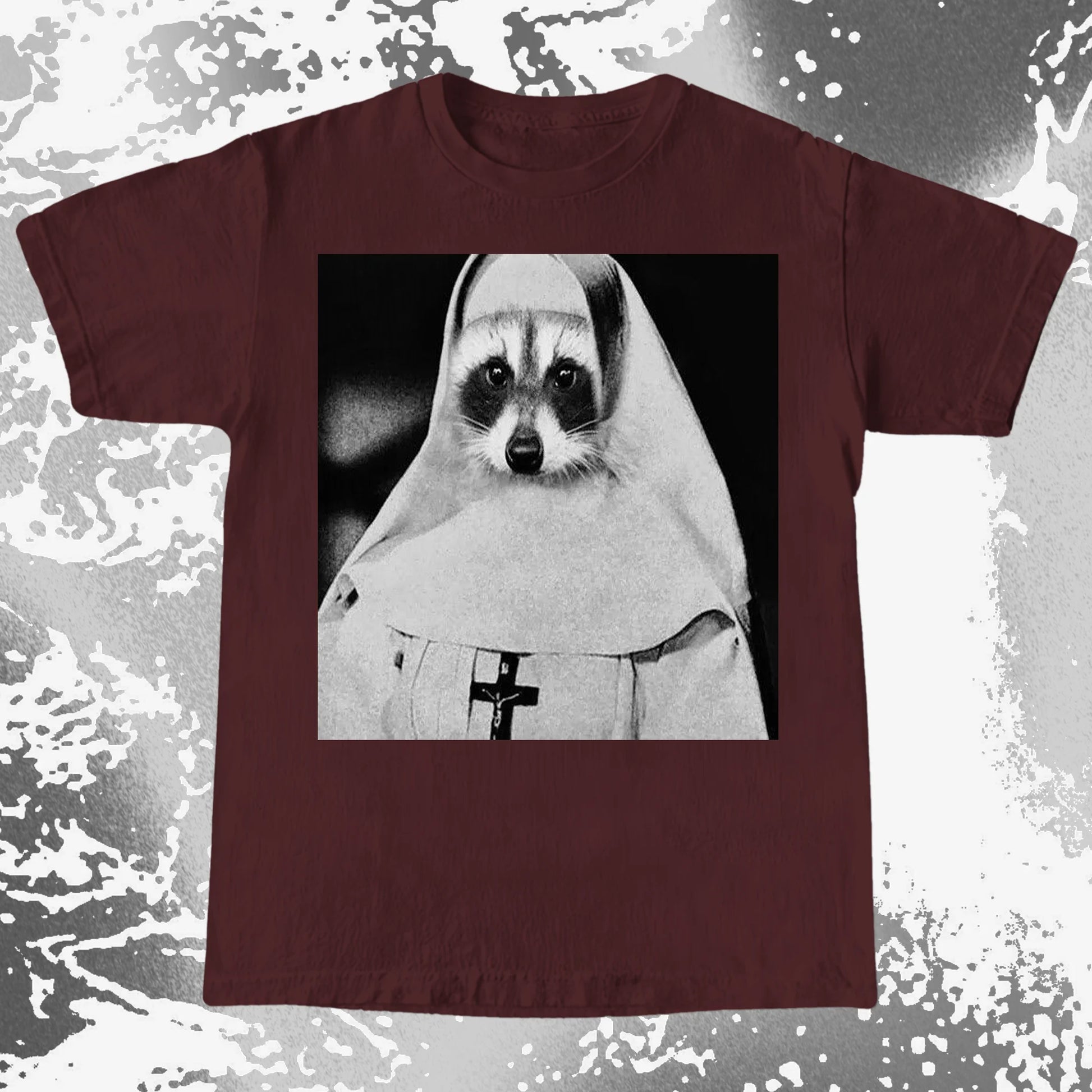 Creepy Nun Raccoon Shirt – Dark Surreal Gothic Tee, funny meme tee gift (view 3)
