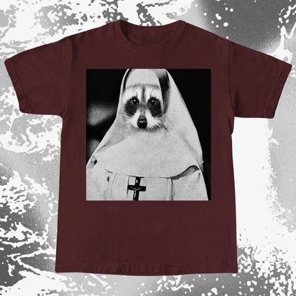 Creepy Nun Raccoon Shirt – Dark Surreal Gothic Tee, funny meme tee gift (view 3)