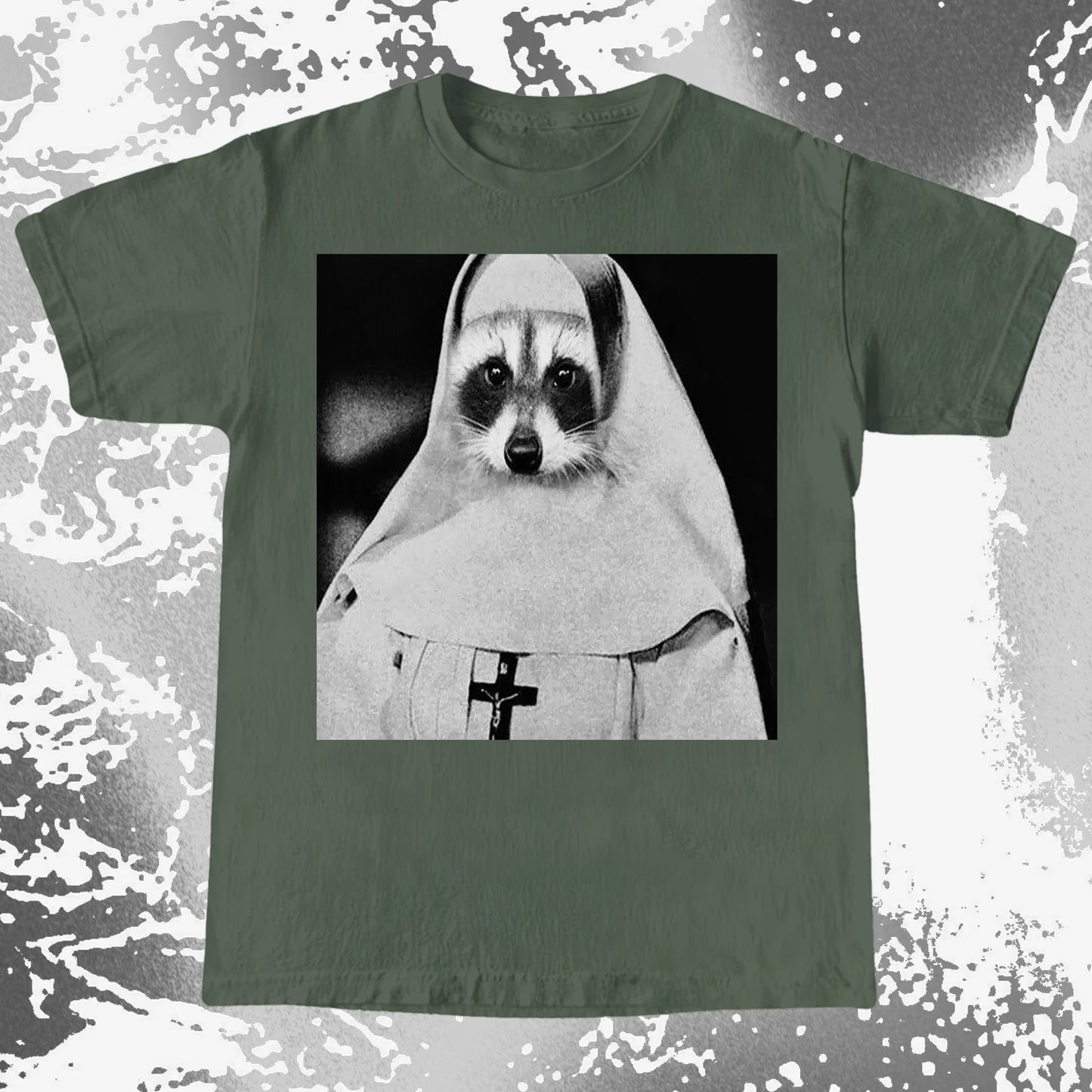 Creepy Nun Raccoon Shirt – Dark Surreal Gothic Tee, funny meme tee gift (view 4)