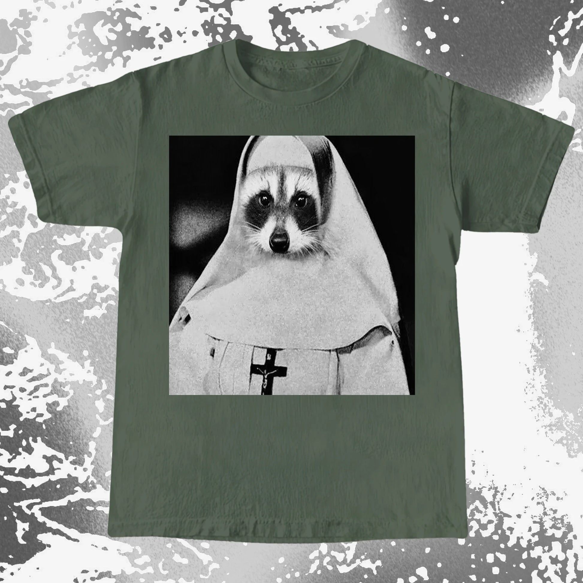 Creepy Nun Raccoon Shirt – Dark Surreal Gothic Tee, funny meme tee gift (view 4)