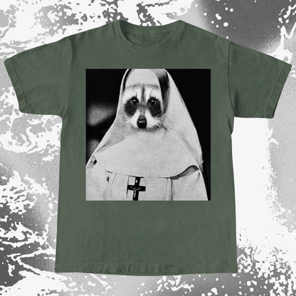 Creepy Nun Raccoon Shirt – Dark Surreal Gothic Tee, funny meme tee gift (view 4)