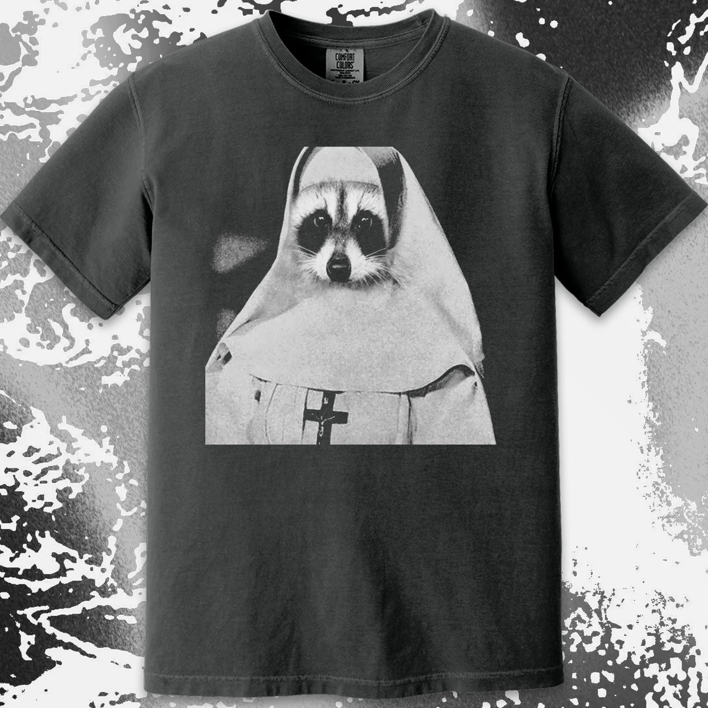 Creepy Nun Raccoon Shirt – Dark Surreal Gothic Tee, funny meme tee gift (view 7)
