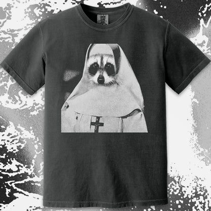 Creepy Nun Raccoon Shirt – Dark Surreal Gothic Tee, funny meme tee gift (view 7)