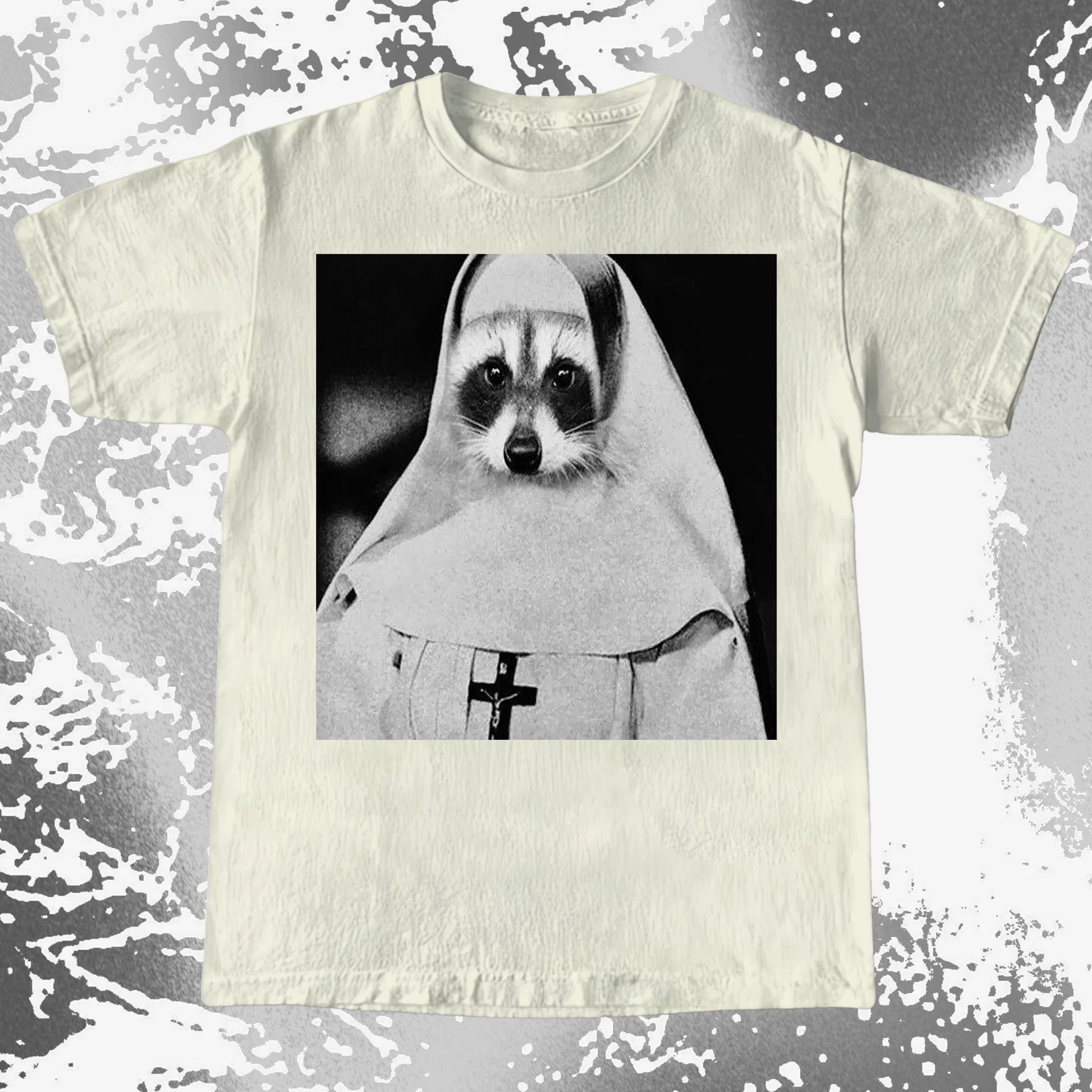 Creepy Nun Raccoon Shirt – Dark Surreal Gothic Tee, funny meme tee gift (view 8)