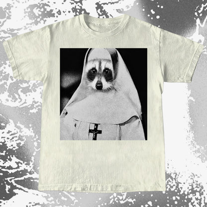 Creepy Nun Raccoon Shirt – Dark Surreal Gothic Tee, funny meme tee gift (view 8)