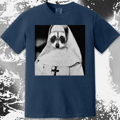 Creepy Nun Raccoon Shirt – Dark Surreal Gothic Tee, funny meme tee gift (view 9)