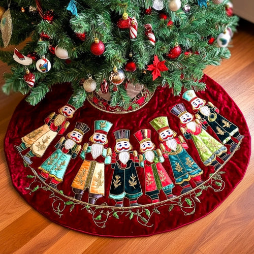 Nutcracker Holiday Harmony Quilted Christmas Tree Skirt