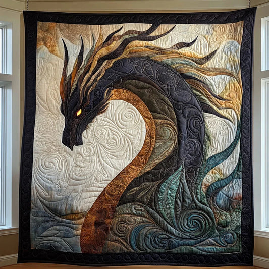Obsidian Dragon Quilt Blanket