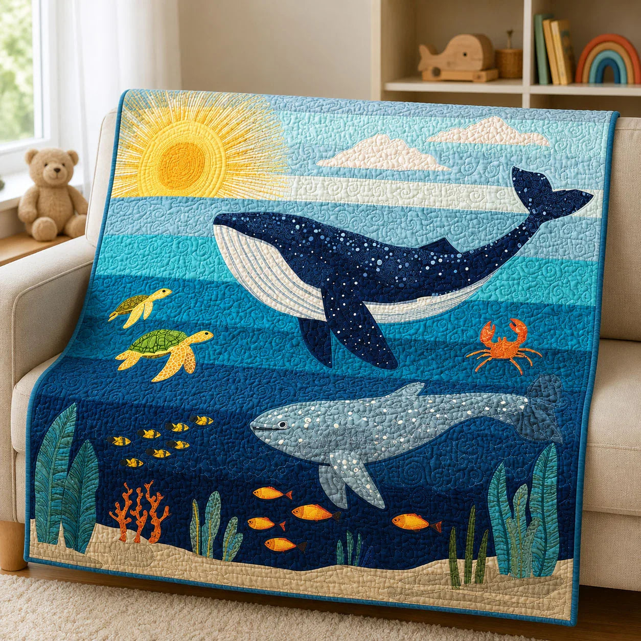 Ocean Adventure Quilt Blanket - Quilted Blanket by OtterMia
