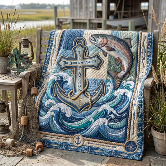 Ocean Cross Anchor Quilt Blanket
