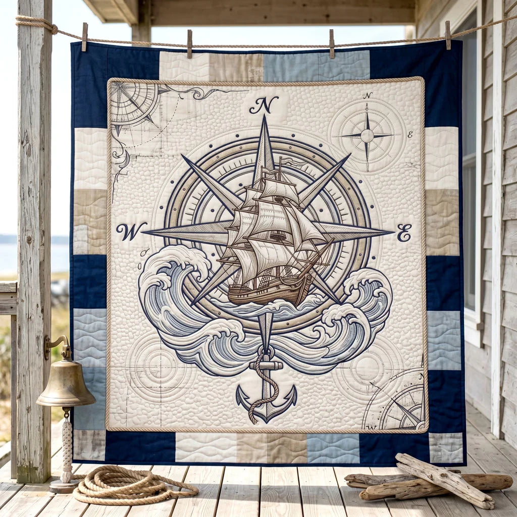 Ocean Explorer Ship Quilt Blanket