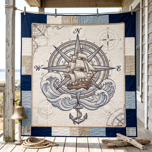 Ocean Explorer Ship Quilt Blanket