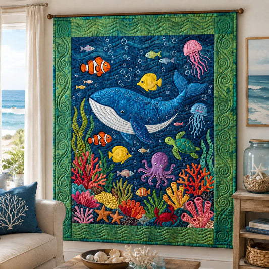 Ocean Friends Quilt Blanket - Quilted Blanket by OtterMia