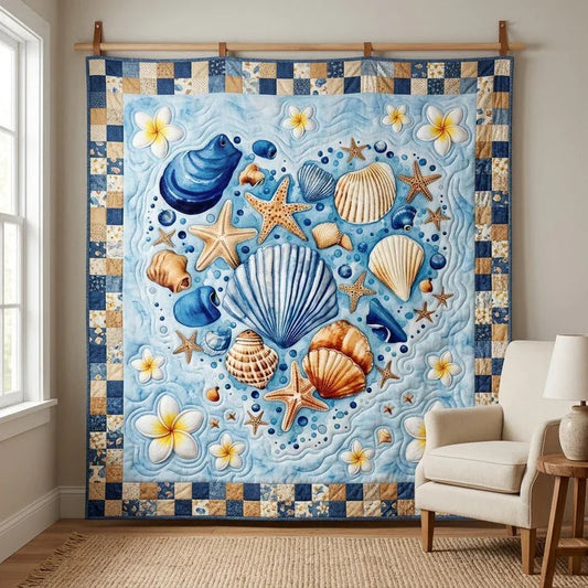 Ocean Heart Quilt Blanket - Quilted Blanket by OtterMia