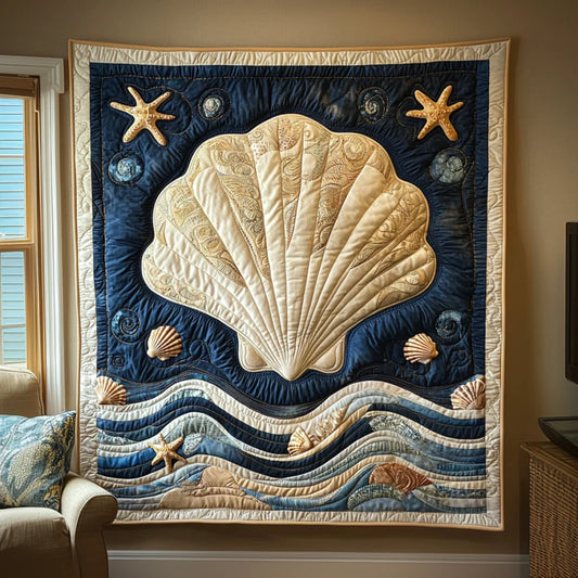 Ocean Seashell Quilt Blanket
