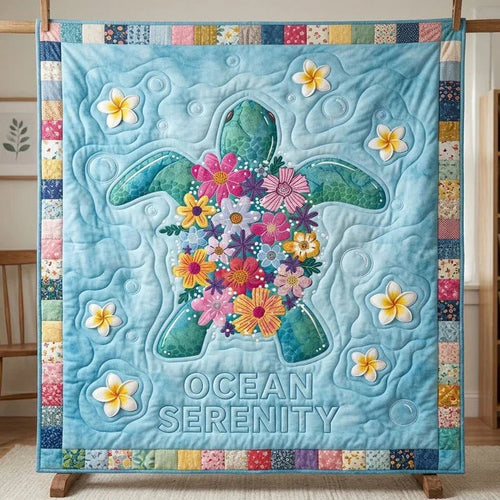 Ocean Serenity Quilt Blanket - Quilted Blanket by OtterMia