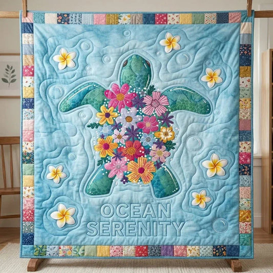 Ocean Serenity Quilt Blanket - Quilted Blanket by OtterMia