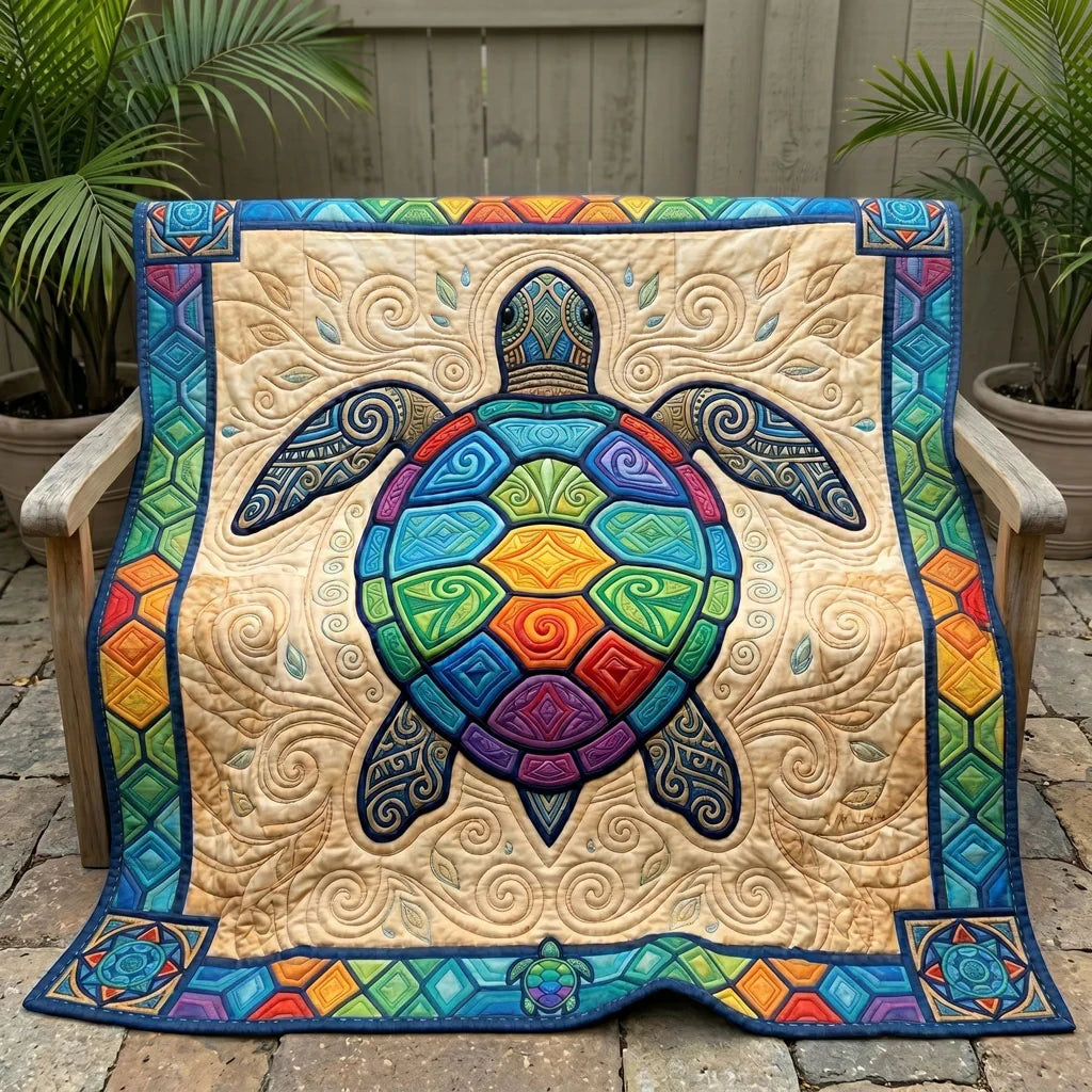 Ocean Spirit Turtle Quilt Blanket