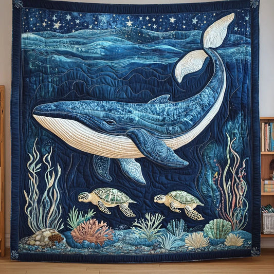 Ocean Whale And Turtle Quilt Blanket
