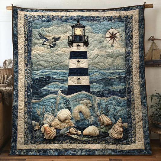 Oceanview Lighthouse Quilt Blanket
