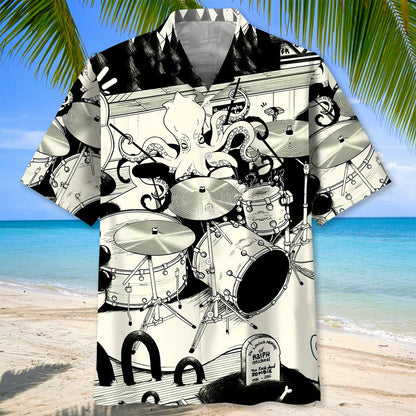 Octopus Drummer Drums Lover Hawaiian Shirt, custom shirt gift for men