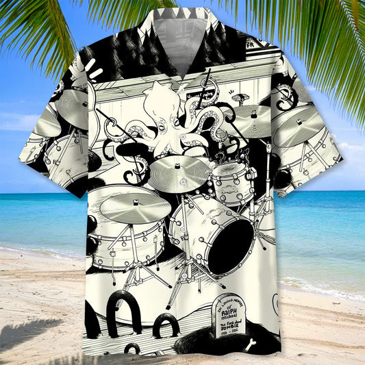 Octopus Drummer Drums Lover Hawaiian Shirt, custom shirt gift for men